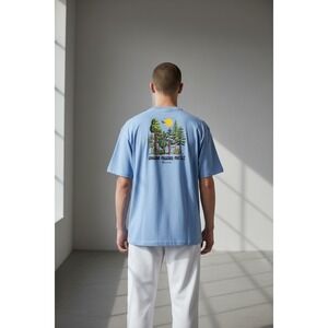 Columbia Mens CSC Armor SS T-Shirt Sky Blue Graphic Print, Size L, NWT